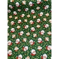 thumbnail image 2 of 44 x 36 Christmas Mr and Mrs Santa Claus Heads on Green Fabric Traditions 100% Cotton, 2 of 5