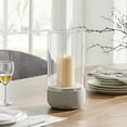 thumbnail image 3 of Danya B. Modern Cool Gray Cement Base and Glass Pillar Hurricane Candle Holder (Large), 3 of 11