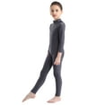 thumbnail image 2 of Rswnyirn Kids Girls Boys One Piece Gymnastics Full Body Bodysuit Long Sleeve Ballet Dance Jumpsuit Dark Grey 7-8, 2 of 7