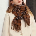 thumbnail image 6 of Prolriy Scarf for Women Autumn and Winter Colorful Plaid Shawl Thickening Warm Fringe Scarf Womens Scarf A, 6 of 8