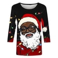 thumbnail image 4 of Jjayotai African American Christmas Santa Tee, Women Black Santa Christmas Shirts, 3D Graphic Xmas Holiday Party Pullover Multicolor XXXL, 4 of 5