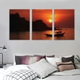 thumbnail image 3 of Nawypu Large Framed Wall Art Ready to Hang Tropical sunset Canvas Print Artwork Wall Art Painting Pictures Home Office Wall Décor Modern Poster 12''x16''X3 Panels, 3 of 4