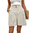 thumbnail image 2 of Pantalones Cortos de de Cintura Alta y Pierna con Bolsillos para Mujer, de Verano Albaricoque XL, 2 of 7