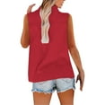 thumbnail image 4 of Tank Top for Women Under 20$, Red Y2K Tops Baberdicy Cotton Linen Shirts for Women Sleeveless Collared Tops Oversized up Blouses Work Shirts Casual Summer Tshirt, 4 of 9