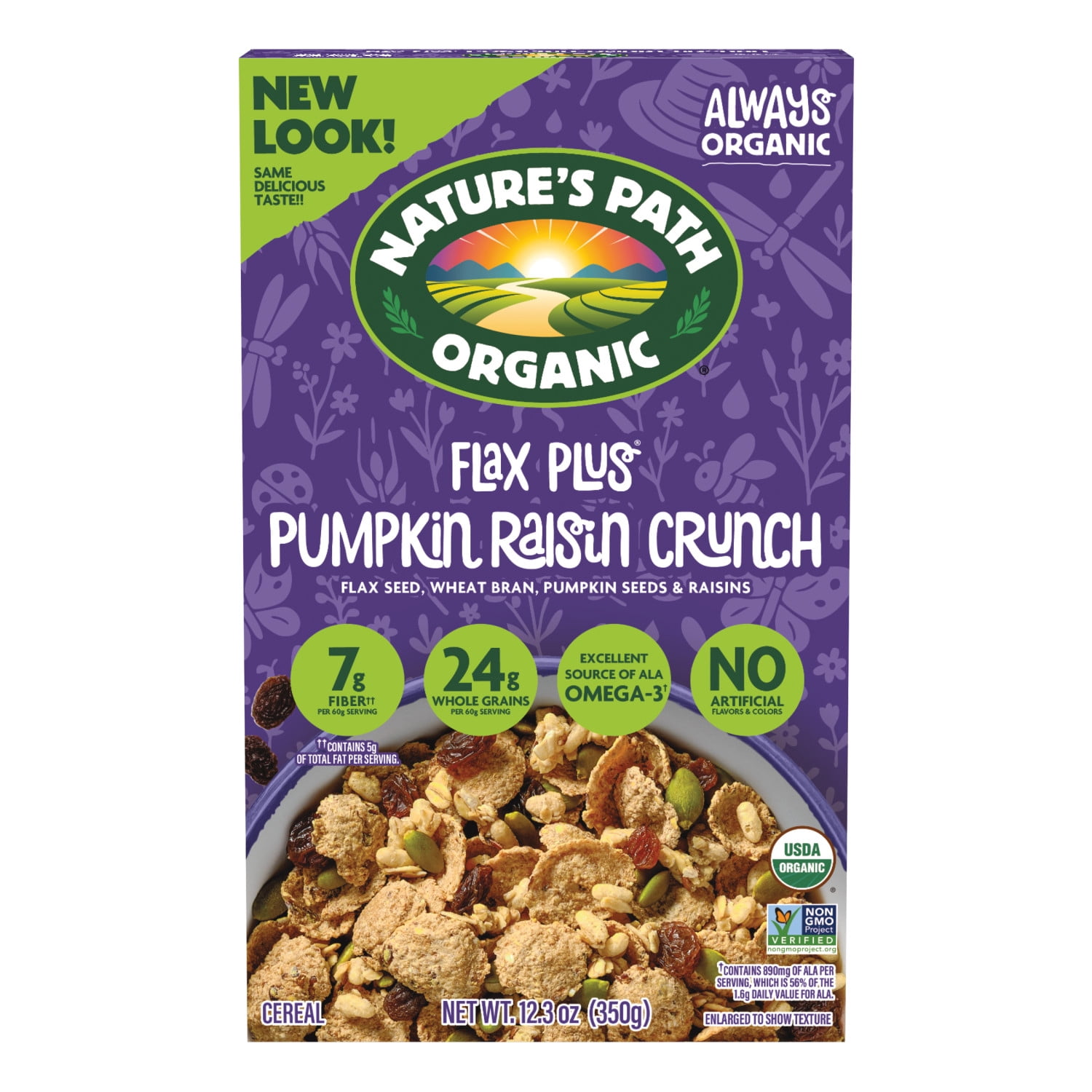 Nature's Path Organic Flax Plus Pumpkin Raisin Crunch Breakfast Cereal, 12.3oz Box (pack of 12)