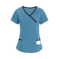 thumbnail image 2 of Scrub Tops Women Plus Size V-Neck Short Sleeve Women Shirt Nursing Uniforms with Pocket, 2 of 5