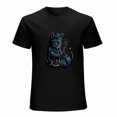 thumbnail image 1 of Cat playing with toys T-shirt Cartoon pattern T-shirt Unisex tees Retro T-shirt, 1 of 5