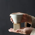 thumbnail image 3 of HUGFEGWE Coarse Pottery Coffee Mug with Base, 200ml/6.7oz Creative Triangular Cone Shape Porcelain Mug, Personalized Small Water Espresso Cups Novelty Stoneware Funnel Coffee Tea Cup Set U2537-22823, 3 of 9