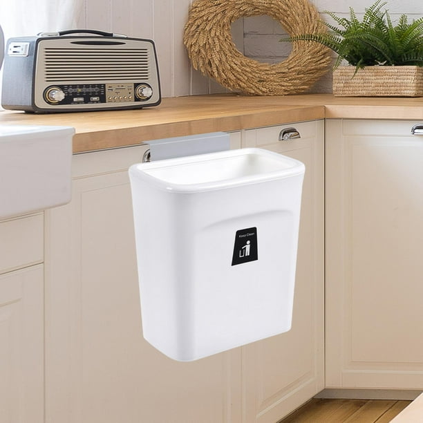 Bote de basura para colgar en la puerta del gabinete de cocina con tapa bote de basura para debajo del fregadero de 9L para bano bano cubo de Blanco perfecl Bote de