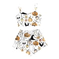 thumbnail image 4 of Weebloom Halloween Womens Pajama Set Pumpkin Sleeveless Camisole Silk Satin Pajamas Set 3Pcs Floral Lace Sleepwear Nightwear Pjs Loungewear White L, 4 of 4