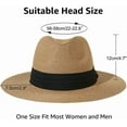 thumbnail image 3 of Panama Straw Hat for Women & Men, Foldable Summer Beach Sun Protection Hats, Adjustable Summer Hat Wide Brim Packable Cap, 3 of 7