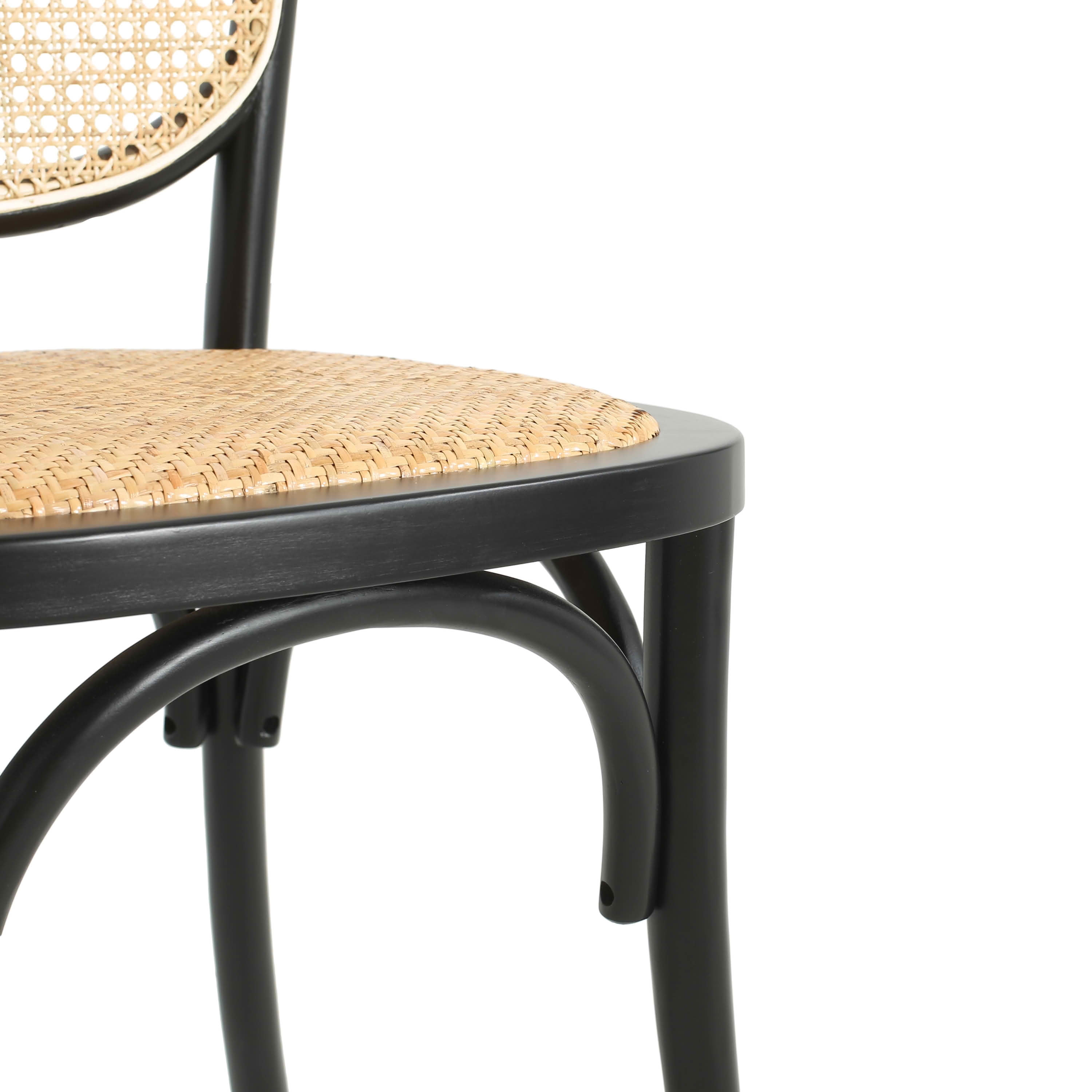 MAYEERTY Set of 2 Vintage Rattan Dining Chairs with Birch Wood Frame, No Assembly Needed