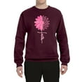 thumbnail image 2 of Wild Bobby, Faith Pink Ribbon Sunflower, Breast Cancer Awareness, Unisex Crewneck Graphic Sweatshirt, Maroon, 3X-Large, 2 of 5
