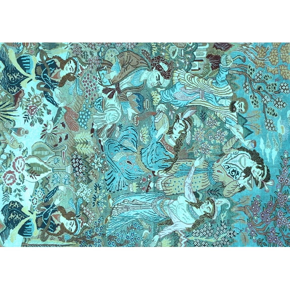 Ahgly Company Indoor Rectangle Animal Light Blue Traditional Area Rugs, 3' x 5'