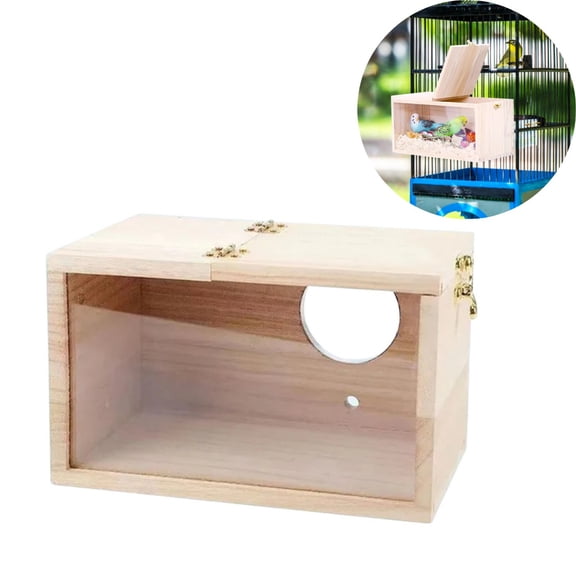 Natural Wood Bird Nesting Box, Parakeet Nesting Box, Wood Bird Cage House, Transparent Thwartwise Design, Warm & Durable for Cockatiel Lovebirds Budgie Finch Parrotlets Canary