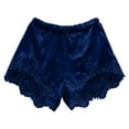thumbnail image 4 of ZHOGXU Womens Shorts Elastic Waist Solid Color Lace Trim Elegant Wide Leg Fashionable Comfortable Shorts For Daily Wear Blue L, 4 of 4