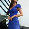thumbnail image 4 of Summer Saving Wycnly Summer Dresses for Women Evening Party Sexy Slit Sequin Bodycon Formal Tank Maxi Dresses 2024 Sleeveless V-Neck Solid Long Formal Dress Blue l, 4 of 7