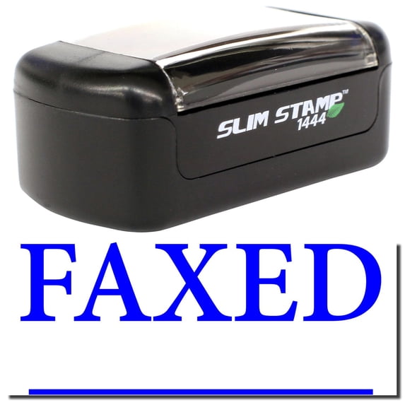 Slim Pre-Inked Times Faxed with Line Stamp, Slim 1444, Ultra Slim Design, Impression Size 1/2" by 1-3/4", Up to 25,000 Impressions - Blue Ink