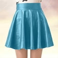 thumbnail image 2 of ZQUUVOU Girls Faux Leather Pleated Skirt High Waist Dance Practice Skirt Performance Summer Solid Skirt Green, 2 of 4