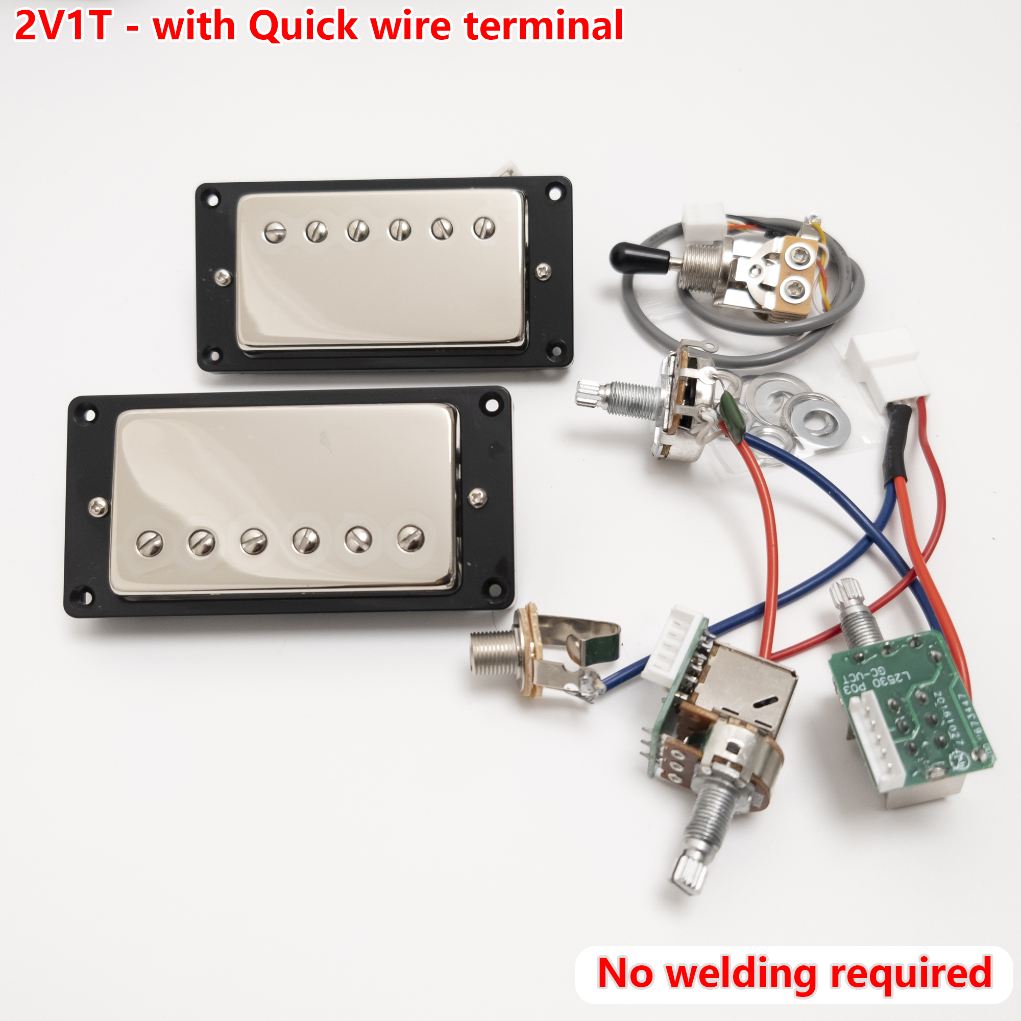 Guitar Alnico V Humbucker Pickups, 4C, with 2V1T Quick Connect Wiring Harness, For Gibson LP Guitar