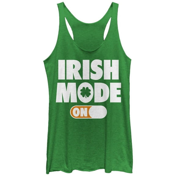 Women's Lost Gods Irish Mode On  Racerback Tank Top Envy Green X Large