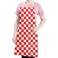 thumbnail image 5 of Red and Black Checkered Pattern Apron-Garden Aprons for Women with Pockets-Cotton Linen Waterproof Kitchen Cooking Gardening Aprons Adjustable for Kitchen,Cooking,BBQ and Salon 33x27 Inch, 5 of 7