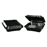 Hinged Lid Foam Food Container 9-1/4" x 9-1/4" x 3" 3 Compartment - 200 Pack