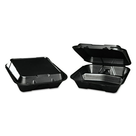 Compartment Foam Hinged Lid - Genpak Snap-It 3-Compartment Foam Hinged Containers, Black, 200 count