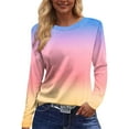 thumbnail image 2 of Lumtrix Women Side Split Sweatshirt Fall Crewneck Long Sleeve Shirts Casual Print Pullover Tops Fashion Loose Tunic Purple Pink 2XL, 2 of 5