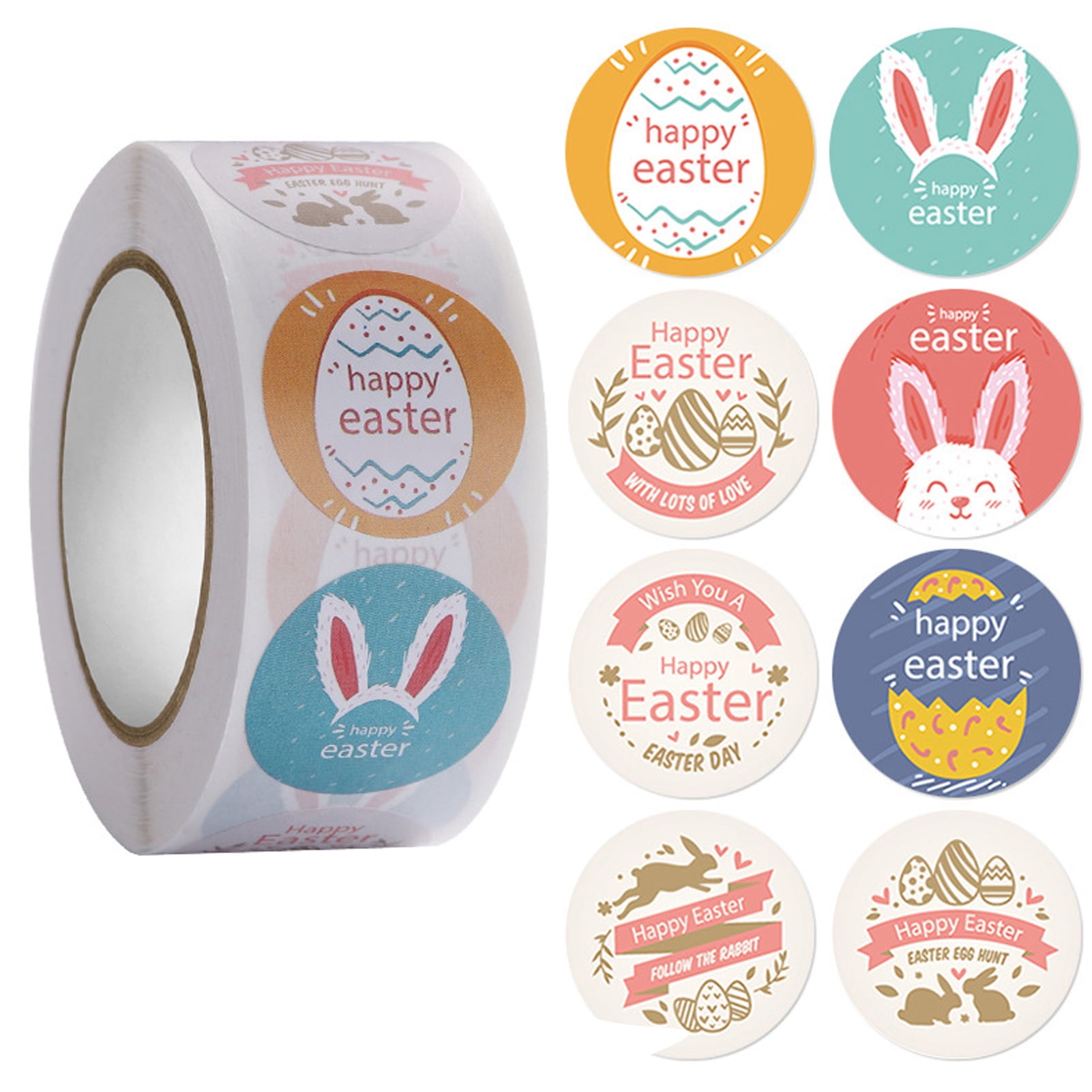 Gift Tag with Easter Bunny - Gift Sticker Present Labels Round Self-Adhesive | Gift Label Stickers for Cups Bags Easter Wedding Valentine's Day (500 ...