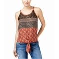thumbnail image 2 of American Rag Womens Printed Lace Tank Top, Brown, Juniors, X-Small, 2 of 2