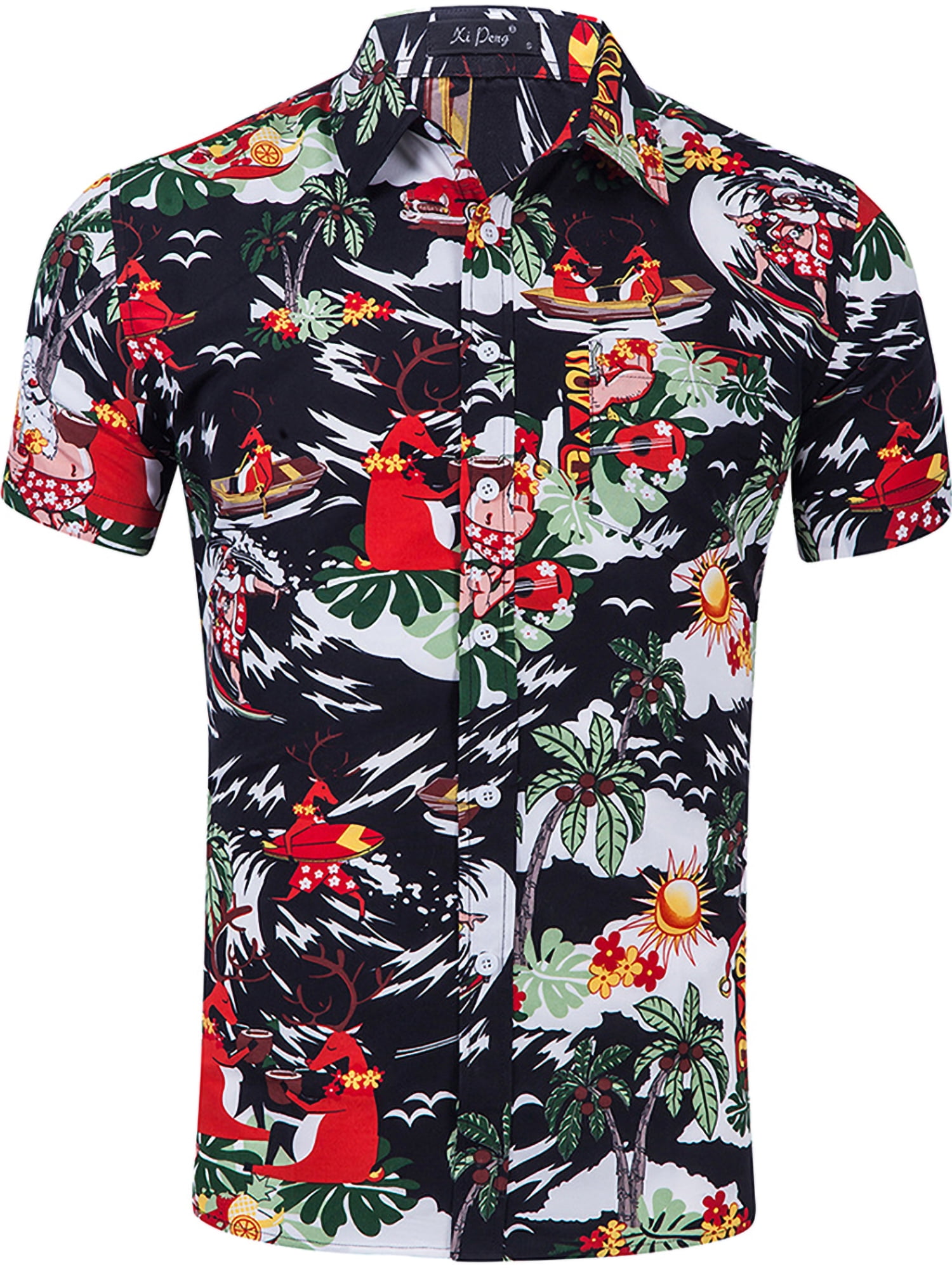 Mushrooms Hawaiian Hawaii Shirt Cotton Casual Button Down Short Sleeves Hawaiian Pocket Shirt Unisex Full Print for Tropical Summer Holiday Vacation Full Size S-5XL 