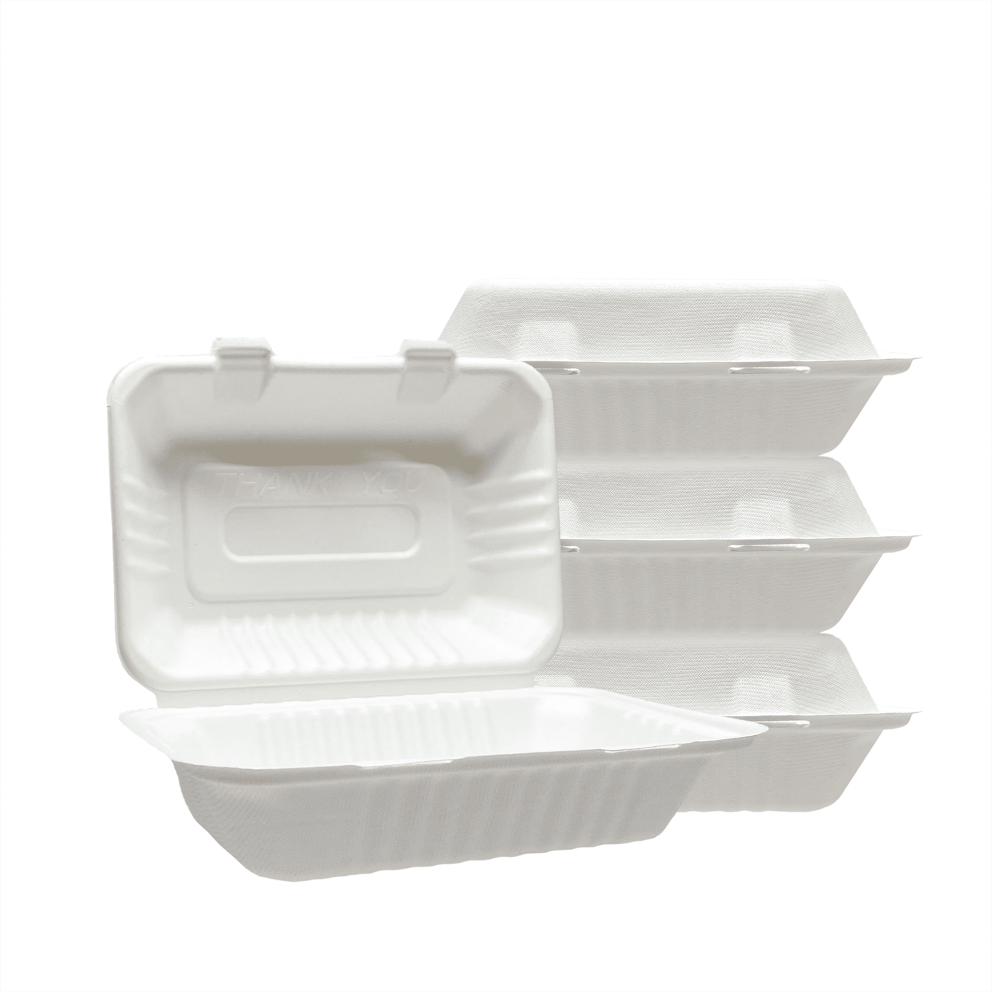 Sugarfiber 9 x 6" White Disposable Single Compartment Clamshell Eco