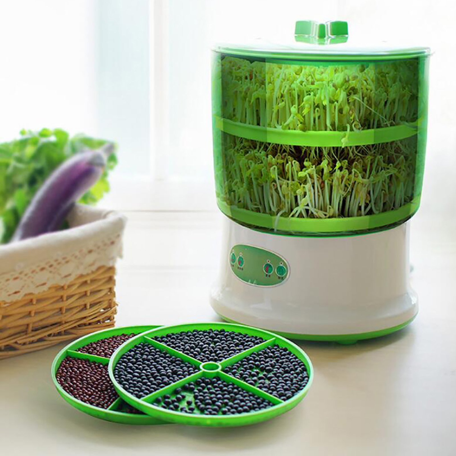 Bluethy 1 Set Bean Sprout Machine Rapid Germination Automatic Soaking