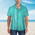 thumbnail image 2 of Sikiie Turquoise Wooden2 Print Men's Hawaiian Shirt, Summer Beach Button Pocket Short Sleeve T-Shirt,Small, 2 of 7