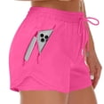 thumbnail image 3 of Women's Running Shorts with Liner 3 Zipper Pockets Elastic Workout Athletic Gym Yoga Shorts, 2XL, 3 of 5