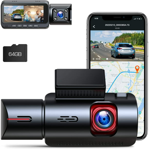 listen relaxed Neighborhood 4K Dual Dash Cam GPS WiFi Car Camera w/64GB Card, 2160P+1080P Front and  Inside IR Night Vision Interior Dash Camera, Wireless Dashboard Camera  w/Suction, Sticker Mount, Parking Mode for Taxi Driver -