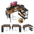 thumbnail image 1 of Escritorio en L HOMEMAKE FURNITURE 120cm con puertos USB Color Madera con Negro, 1 of 6