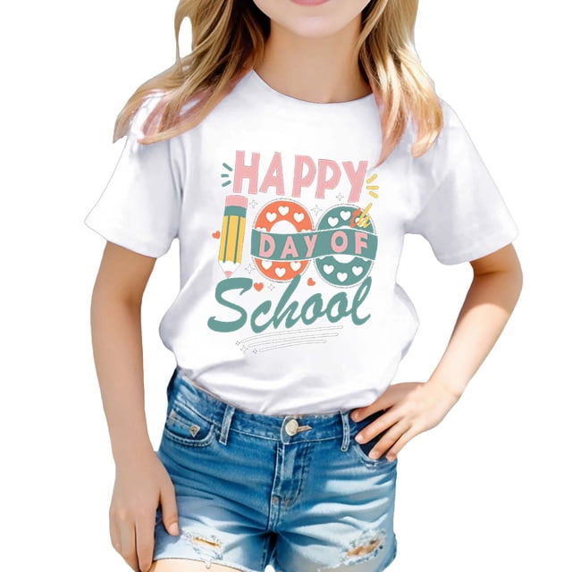 TZEWGL T-Shirts pour Fille Garçon Imprimé Col Rond Manches Courtes Vêtements pour Enfants Taille 10-11T