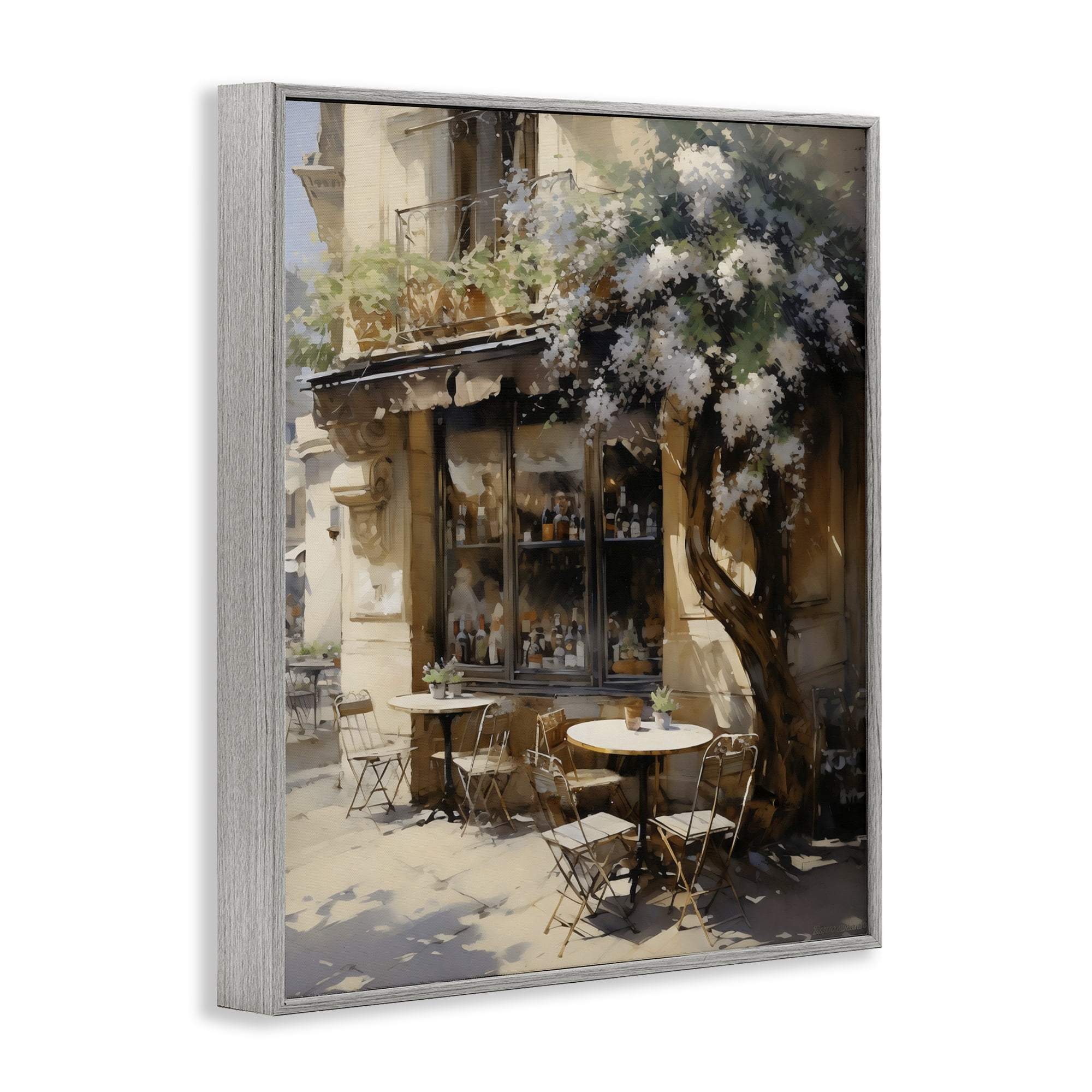 Stupell Industries Sunlit French Cafe Terrace Gray Framed Giclee Art, design by Creative Studio