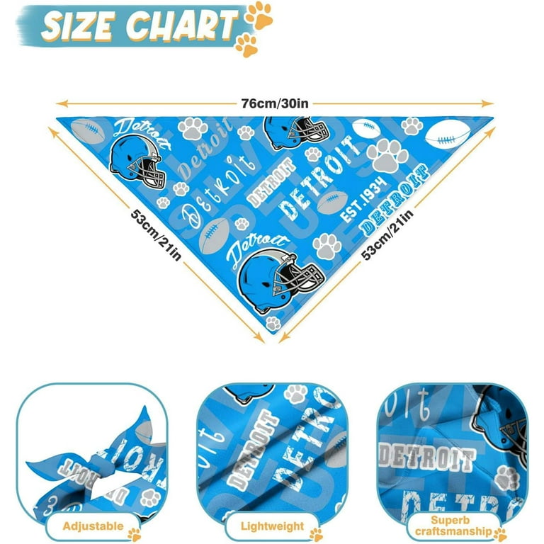 Detroit Football Pet Reversible Dog Bandana Gifts for Dogs Cats Cotton Triangle Bid Scarf for Medium Large Dog