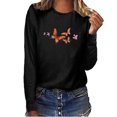 thumbnail image 2 of Blusa de manga larga con cuello redondo suelta informal estampada para mujer Fridja  hj1579, 2 of 5