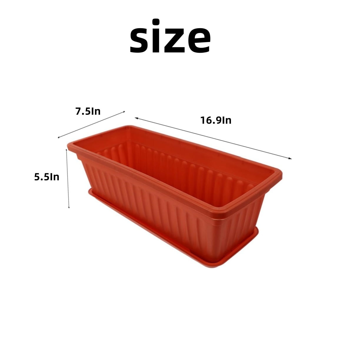 Window Box Planter,Long Window Sill Planter Box Outdoor, Plastic Rectangular Window Flower Herb Pots Indoor with Drainage Holes and Trays for Garden,Windowsill,16.9x7.5x5.5"