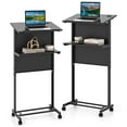 thumbnail image 1 of Costway 2 PCS Mobile Lectern Podium Height Adjustable Rolling Laptop Cart Black, 1 of 9