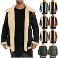 thumbnail image 6 of Lovskoo Men Winter Jacket Lined Sherpa Jacket Casual Patchwork Turndown Collar Warm Trucker Coat Multi Pocket Zipper Coat Green, 6 of 6