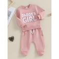 thumbnail image 3 of BemeyourBBs Baby Girl Daddy's Girl Outfits Fuzzy Letter Embroidery Long Sleeve Sweatshirt Pocket Pants Set Toddler Spring Fall Winter Clothes, 3 of 9