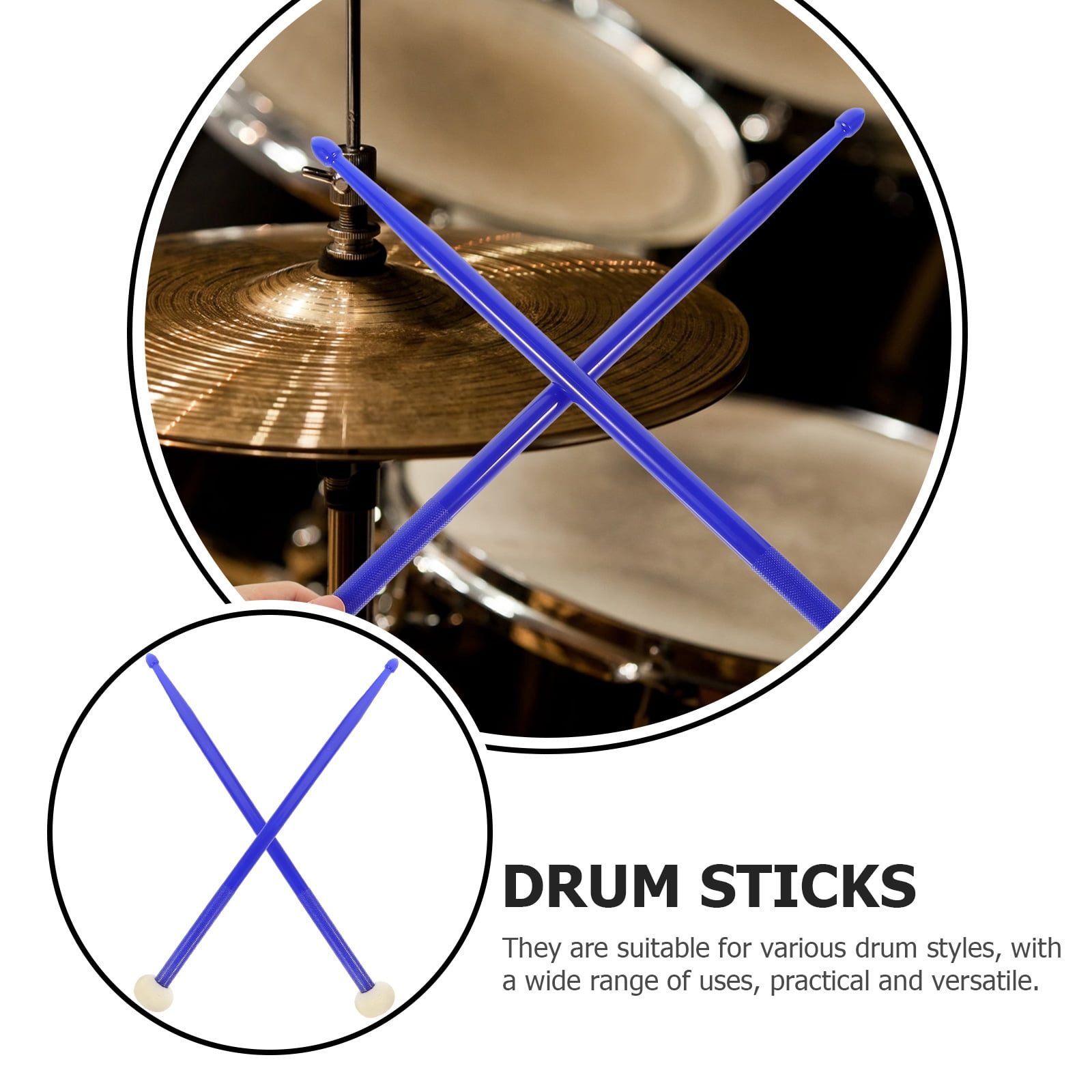 RENACLIPY Dark Double-Ended Drumsticks with Nylon and Felt Tips, 1 Pair for Versatile Drum Playing