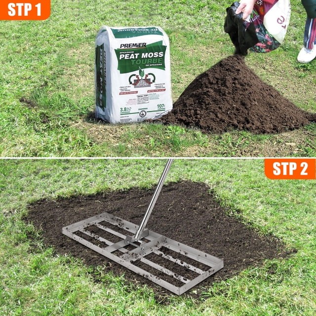 Ourlova Lawn Leveling Rake 48inch Lawn Leveler Tool with Stainless Steel Handle Heavy Duty Ground Plate Rake for Lawns Backyard Garden Golf Course Farm Pasture