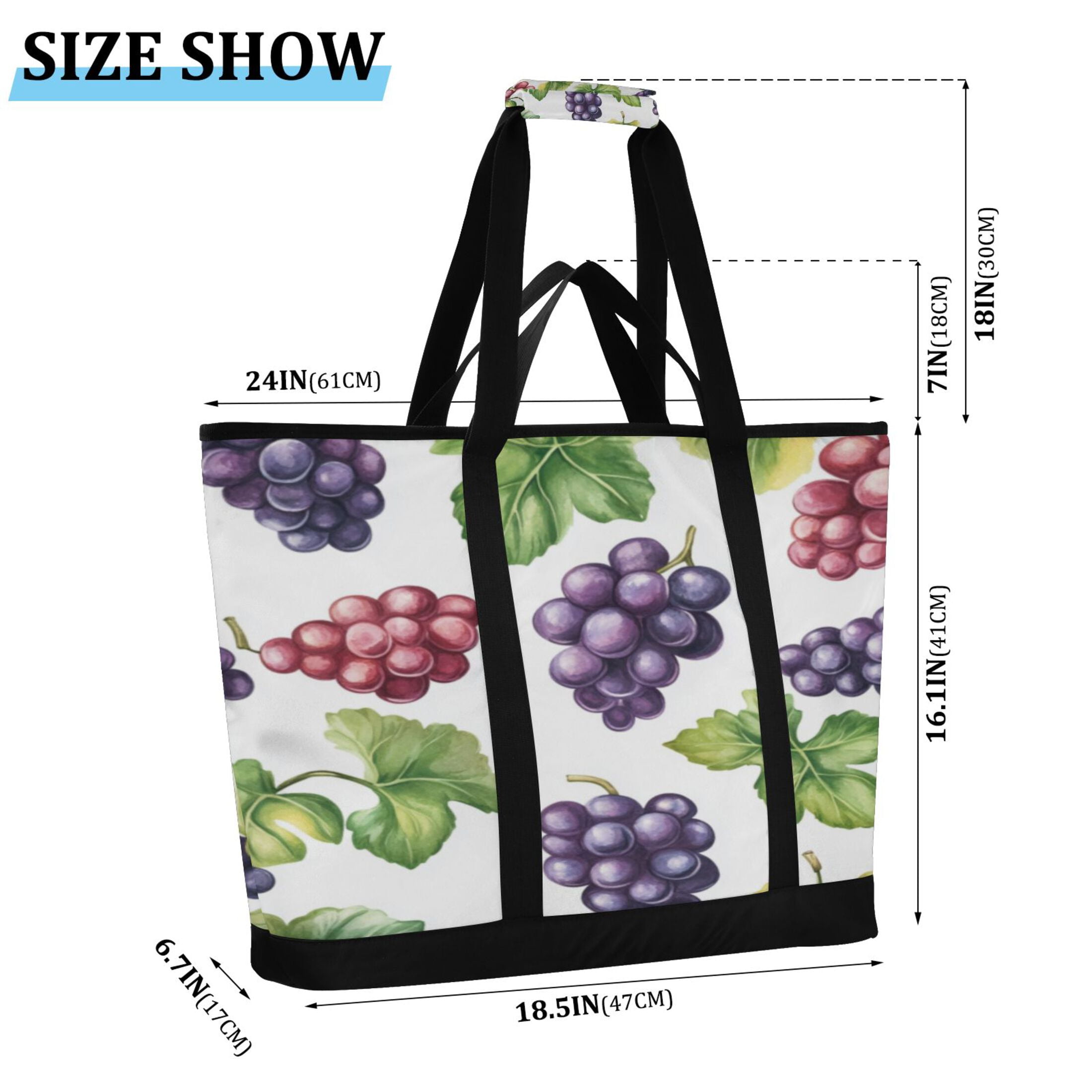 Large Hand-held Ice Pack Picnic Bag Insulation and Refrigeration Suitable for Shopping Picnics and Camping Cartoon Grape