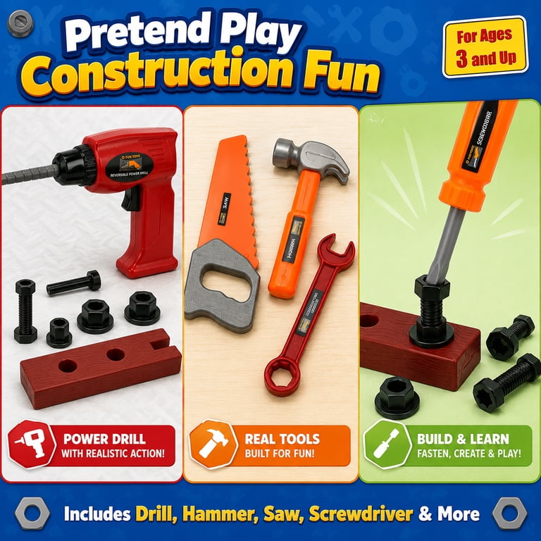 Blue Block Factory 26-Piece Kids Pretend Tool Set photo 6